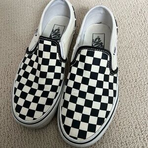 Vans Black and White Checkerboard Slip-Ons size 7.5 women’s